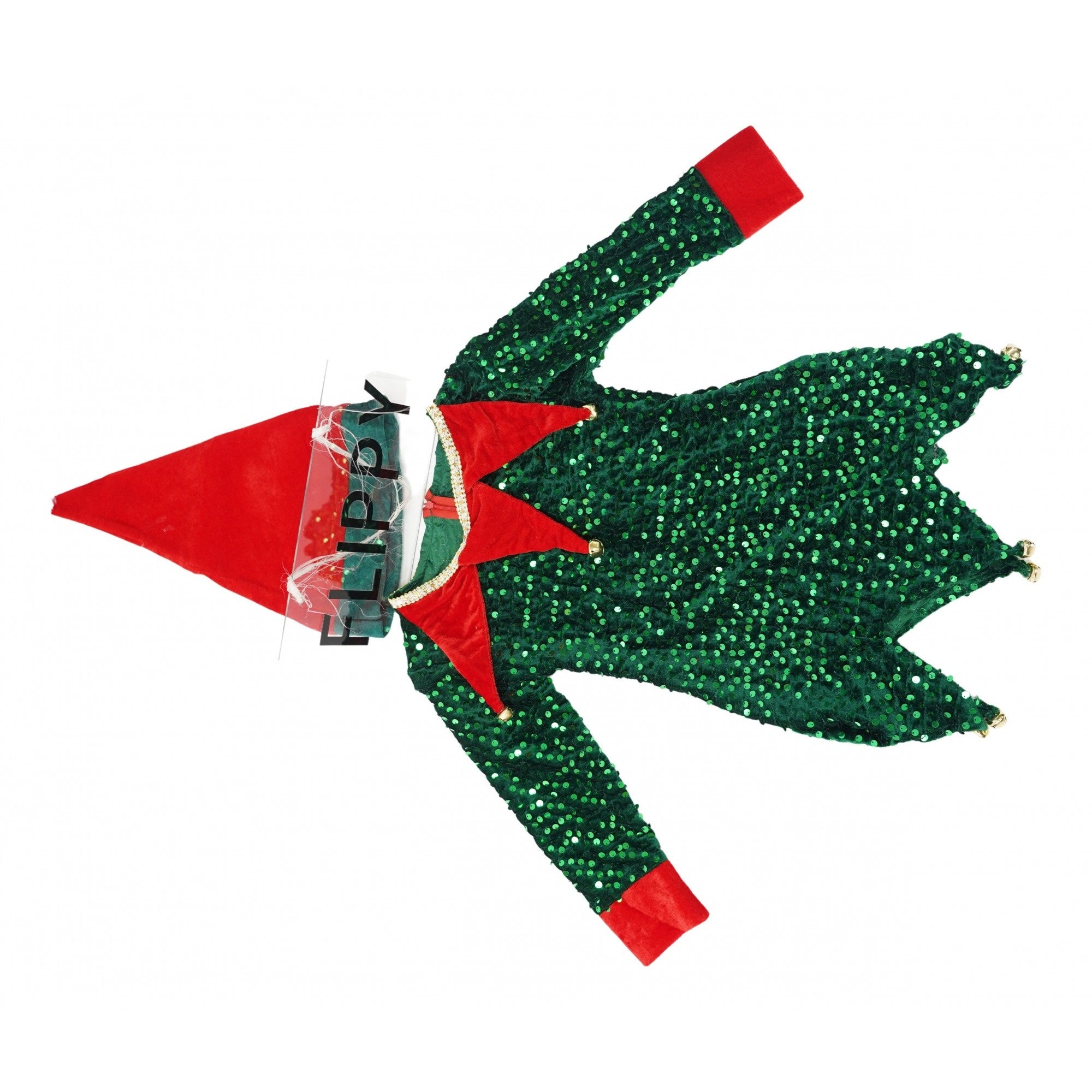 Costum Craciun, Kadeny, Spiridus, rosu-verde, 7 - 9 ani, catifea