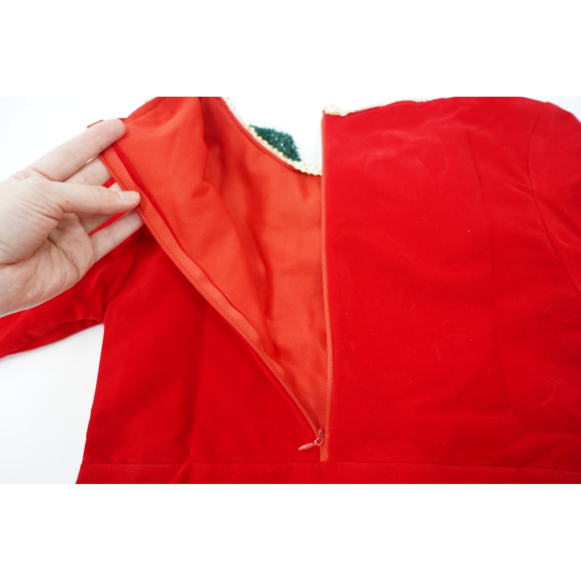 Costum Craciun pentru Fetite, Kadeny, Spiridus, rosu, 4 - 6 ani, catifea