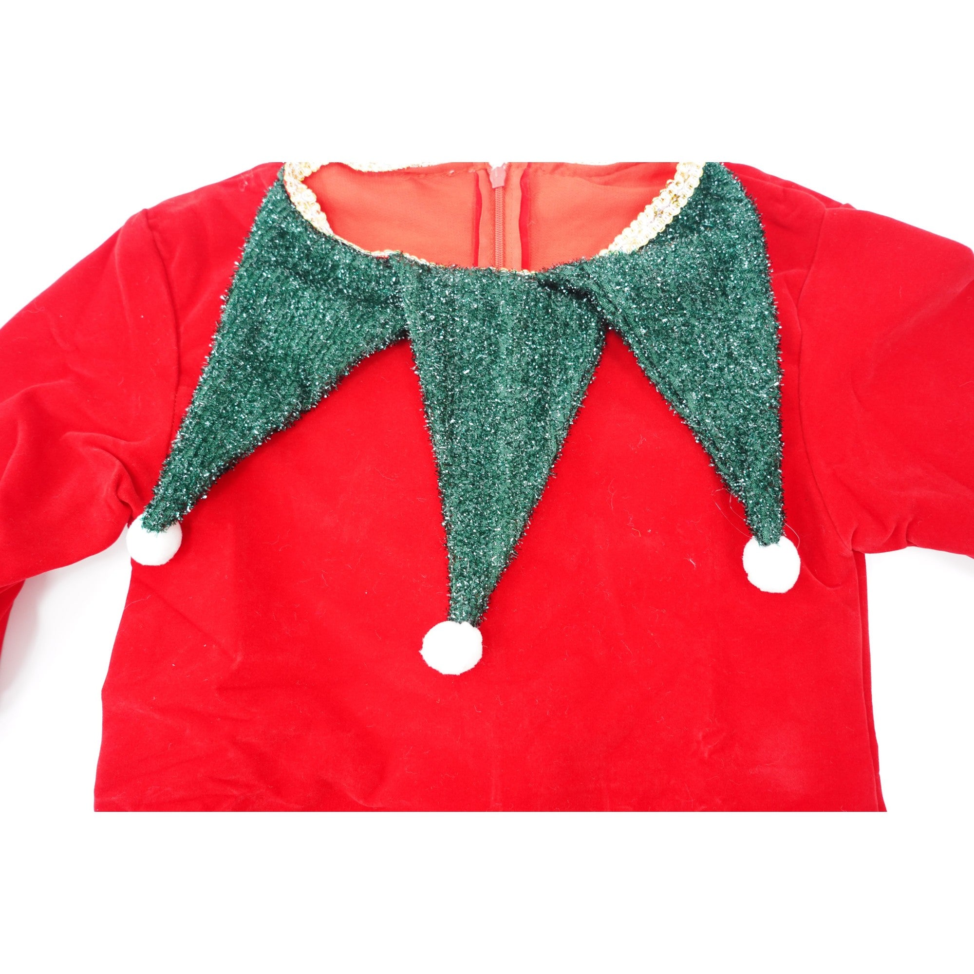 Costum Craciun pentru Fetite, Kadeny, Spiridus, rosu, 4 - 6 ani, catifea