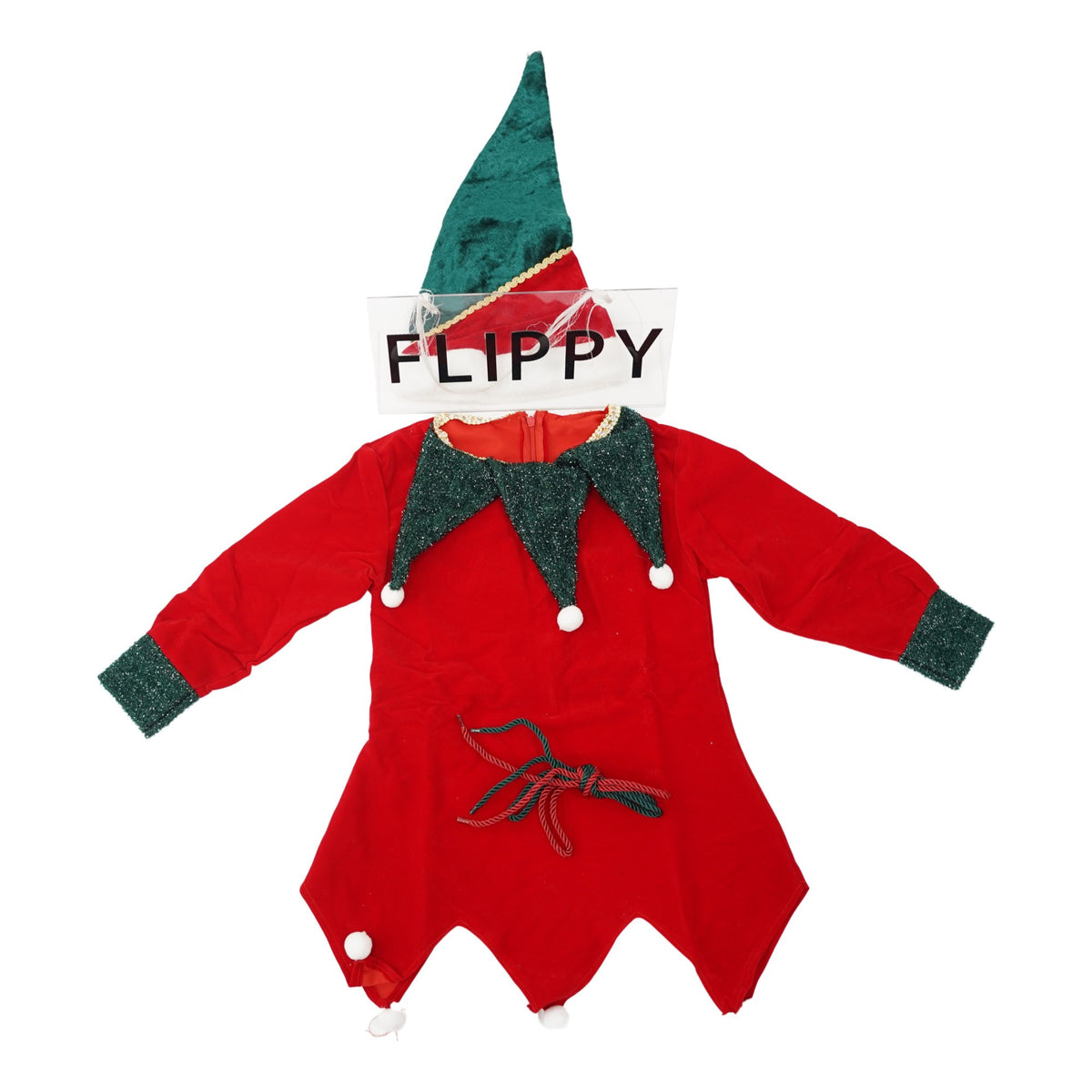 Costum Craciun pentru Fetite, Kadeny, Spiridus, rosu, 4 - 6 ani, catifea