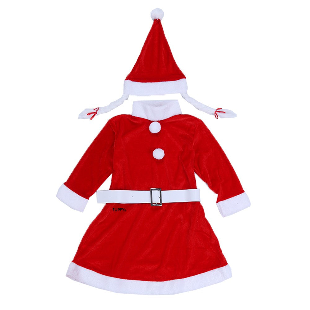 Costum Craciunita Kaveny® Fata, 4-6 ani, 3 piese, Catifea