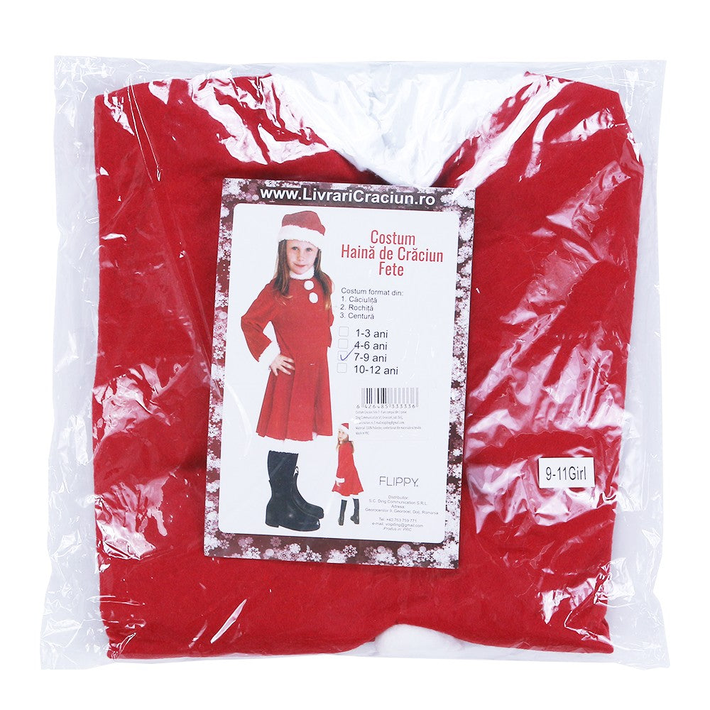 Costum Craciunita Kadeny® Fata, 7-9 ani, 3 piese, Polar