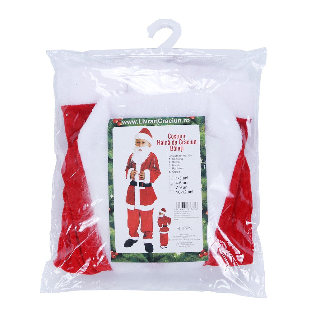 Costum Mos Craciun Kadeny® Baiat, 4-6 ani, 5 piese, Catifea