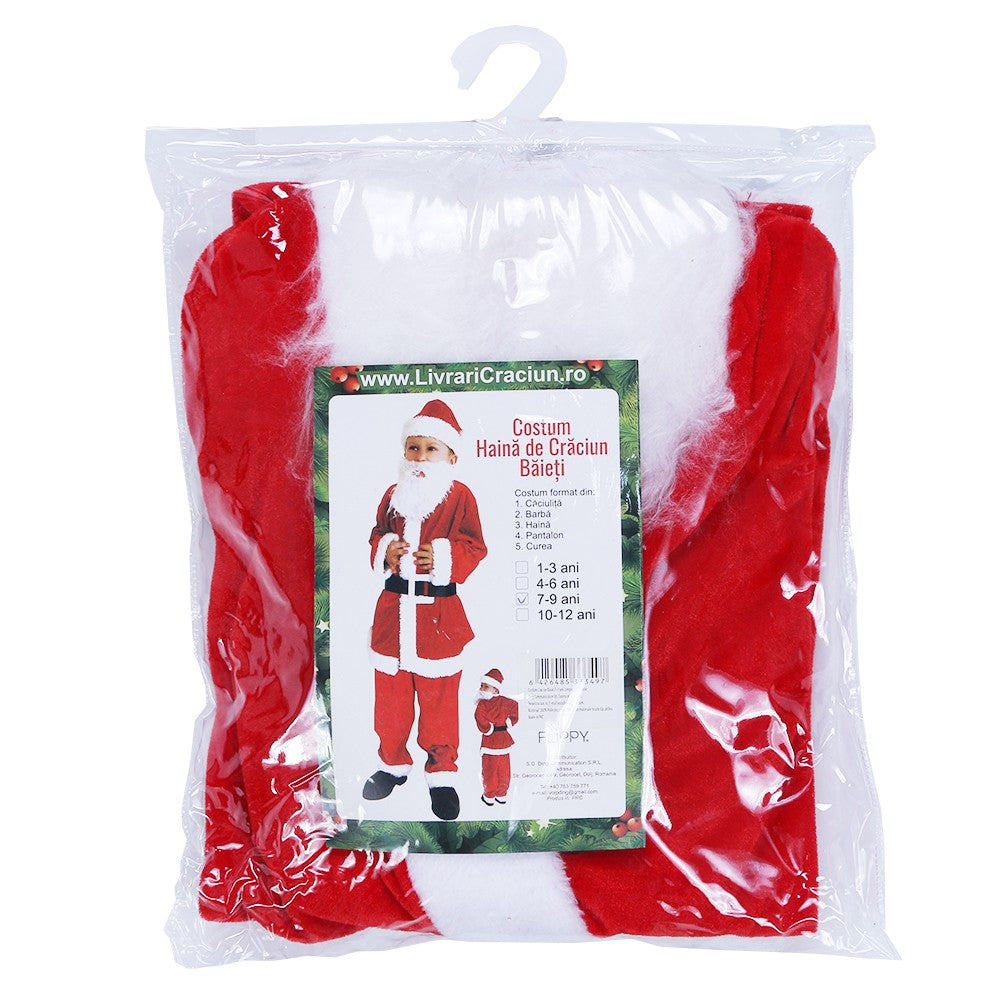 Costum Mos Craciun Kadeny® Baiat, 7-9 ani, 5 piese, Catifea