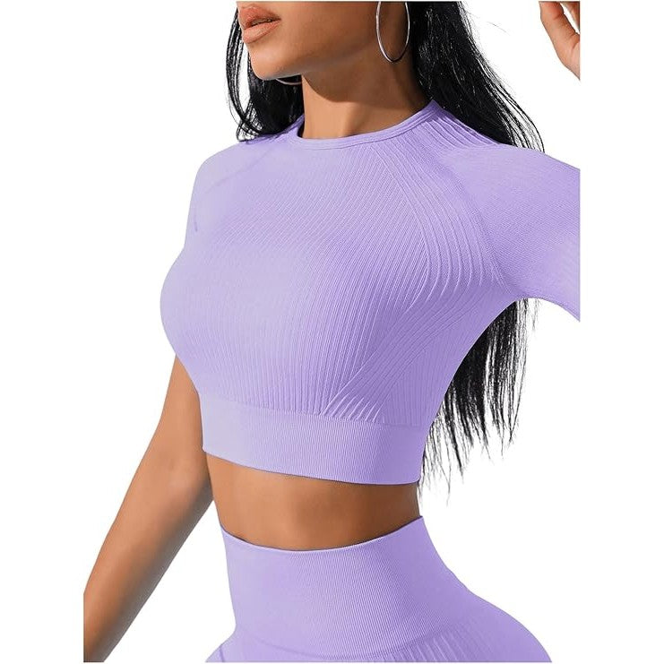 Costum pentru Fitness/Yoga, Kadeny, pentru Femei, Material Elastic, Spandex, Talie Inalta, Mov, Marime L