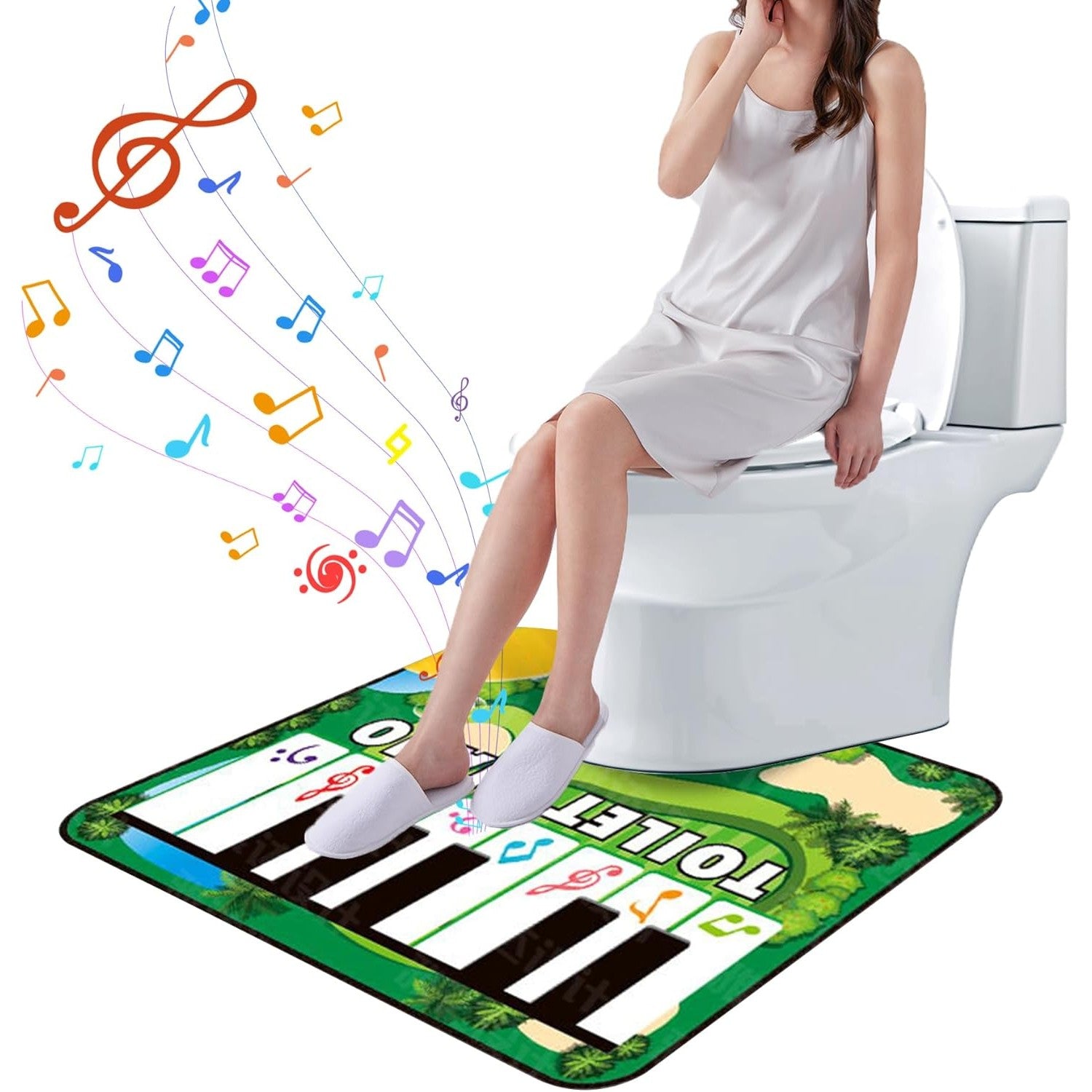 Covoras de Baie, Kadeny, Model Pian Electric, Interactiv, 3 Moduri, +14 Ani, din Panza, cu Baterii, 60 x 48 cm, Verde