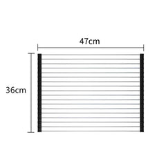 Covoras de Scurgere pentru Chiuveta Bucatarie, din Otel Inoxidabil, Suport Chiuveta, Pliabil, Antiderapant, Usor de Curatat si de Depozitat, 47x36 cm, 18 Tuburi, Negru