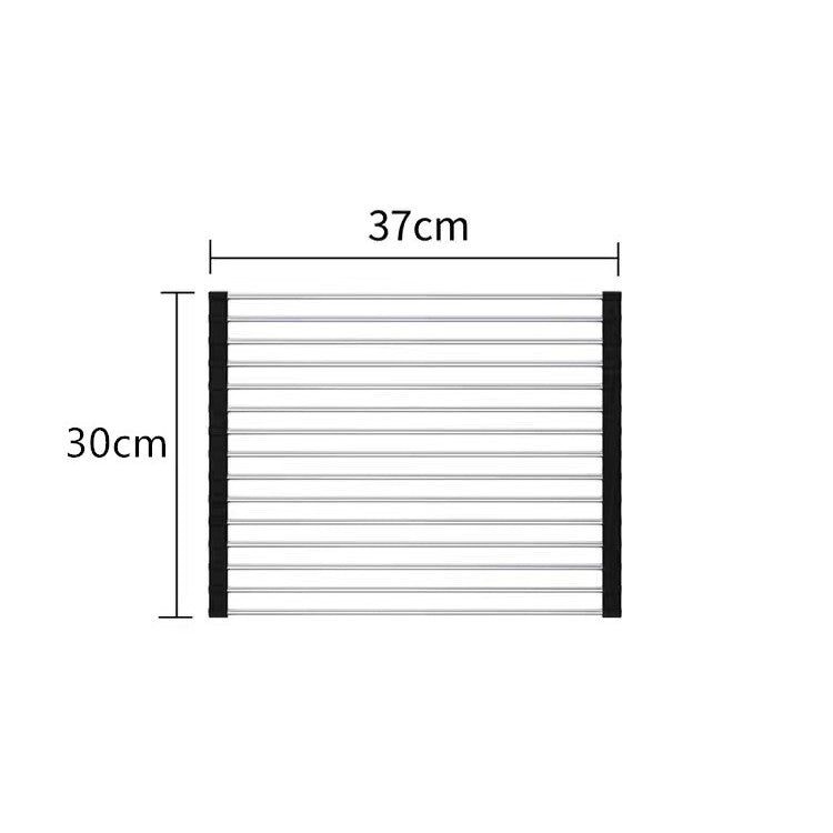 Covoras de Scurgere pentru Chiuveta Bucatarie, din Otel Inoxidabil, Suport Chiuveta, Pliabil, Antiderapant, Usor de Curatat si de Depozitat, 37x30 cm, 15 Tuburi, Negru