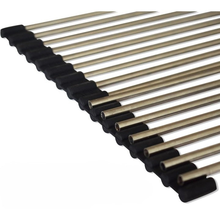 Covoras de Scurgere pentru Chiuveta Bucatarie, din Otel Inoxidabil, Suport Chiuveta, Pliabil, Antiderapant, Usor de Curatat si de Depozitat, 37x30 cm, 15 Tuburi, Negru