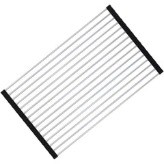 Covoras de Scurgere pentru Chiuveta Bucatarie, din Otel Inoxidabil, Suport Chiuveta, Pliabil, Antiderapant, Usor de Curatat si de Depozitat, 37x30 cm, 15 Tuburi, Negru