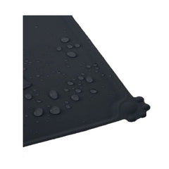 Covoras din silicon pentru animale Kaveny, pentru bol de apa si mancare, antiderapant, margini ridicate pentru a mentine apa, 48.5x30 cm, Negru