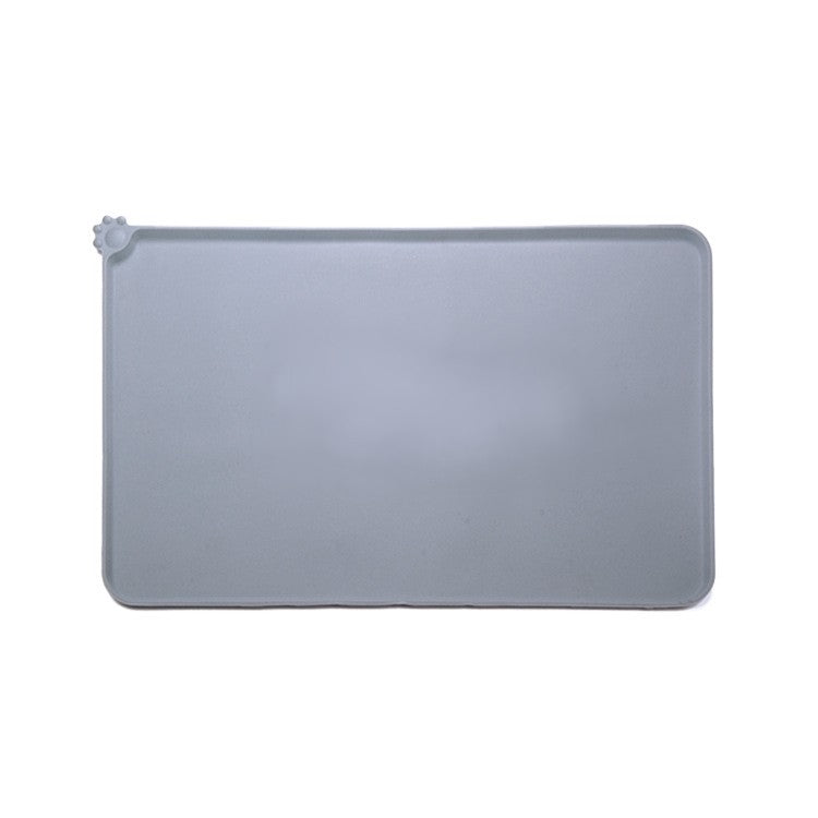 Covoras din silicon pentru animale Kaveny, pentru bol de apa si mancare, antiderapant, margini ridicate pentru a mentine apa, 48.5x30 cm, Gri