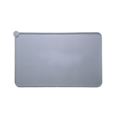 Covoras din silicon pentru animale Kaveny, pentru bol de apa si mancare, antiderapant, margini ridicate pentru a mentine apa, 48.5x30 cm, Gri