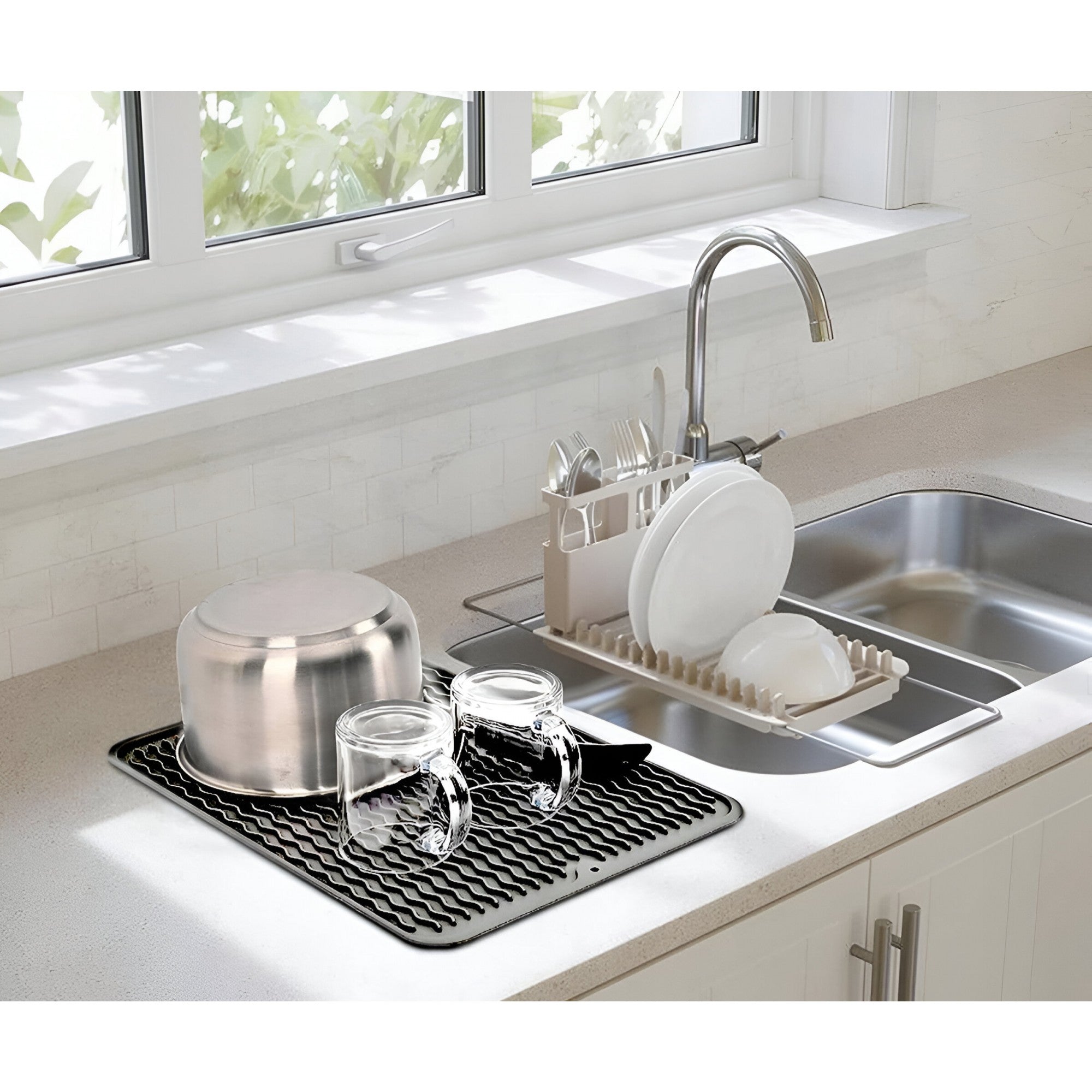 Covoras din Silicon pentru Scurgere Vase, Kadeny, Uz Casnic, Rezistent la Temperaturi Ridicate, Izolator, 43x32.5 cm, Negru