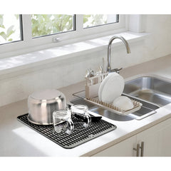 Covoras din Silicon pentru Scurgere Vase, Kadeny, Uz Casnic, Rezistent la Temperaturi Ridicate, Izolator, 43x32.5 cm, Negru