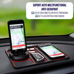 Covoras Pad/Suport Auto 4 in 1 Kadeny, Anti alunecare Bord, Universal, Suport Auto Telefon, Tableta, Gps, Rotire 360 ° Multifuntional, Numar telefon, Aroma, Negru