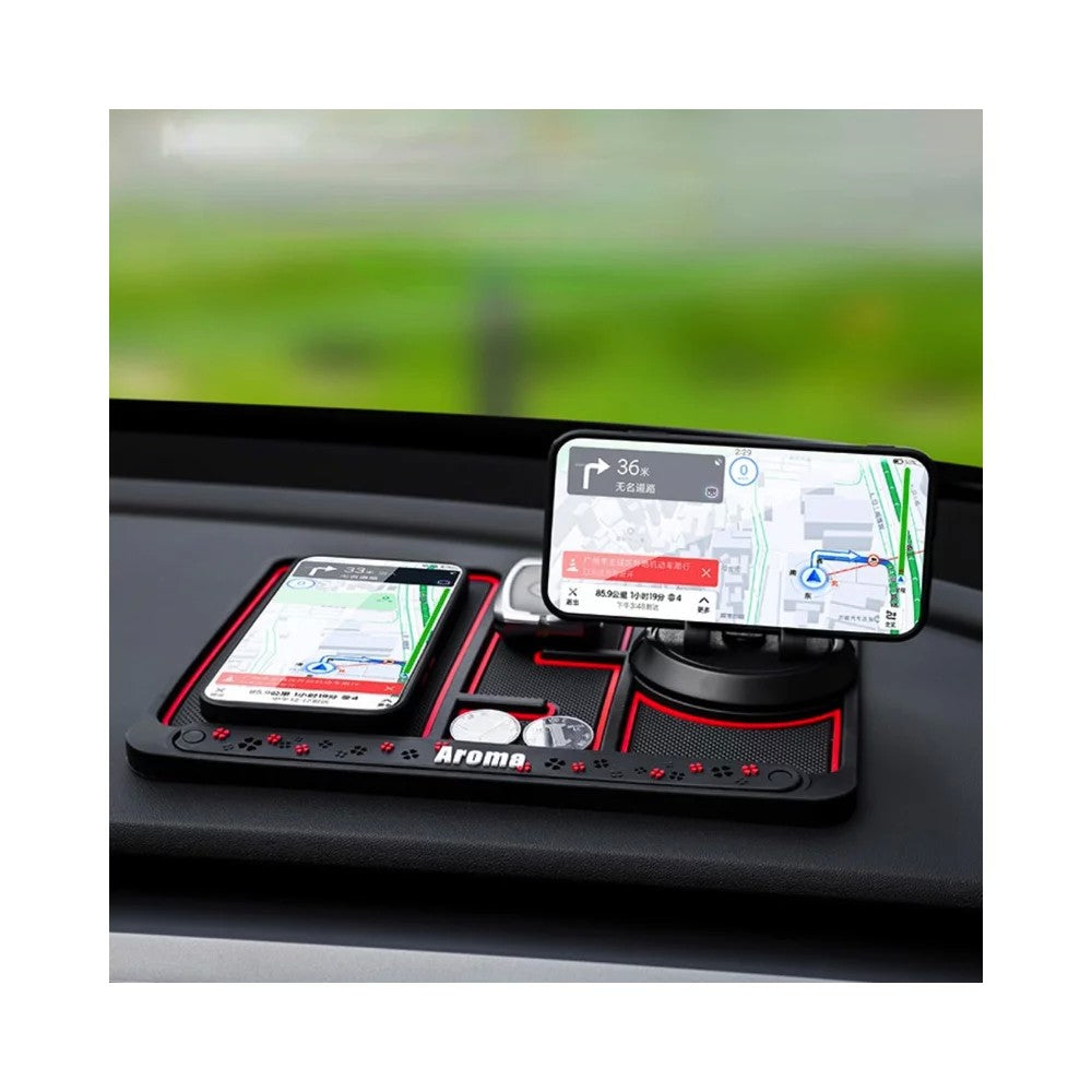Covoras Pad/Suport Auto 4 in 1 Kadeny, Anti alunecare Bord, Universal, Suport Auto Telefon, Tableta, Gps, Rotire 360 ° Multifuntional, Numar telefon, Aroma, Negru