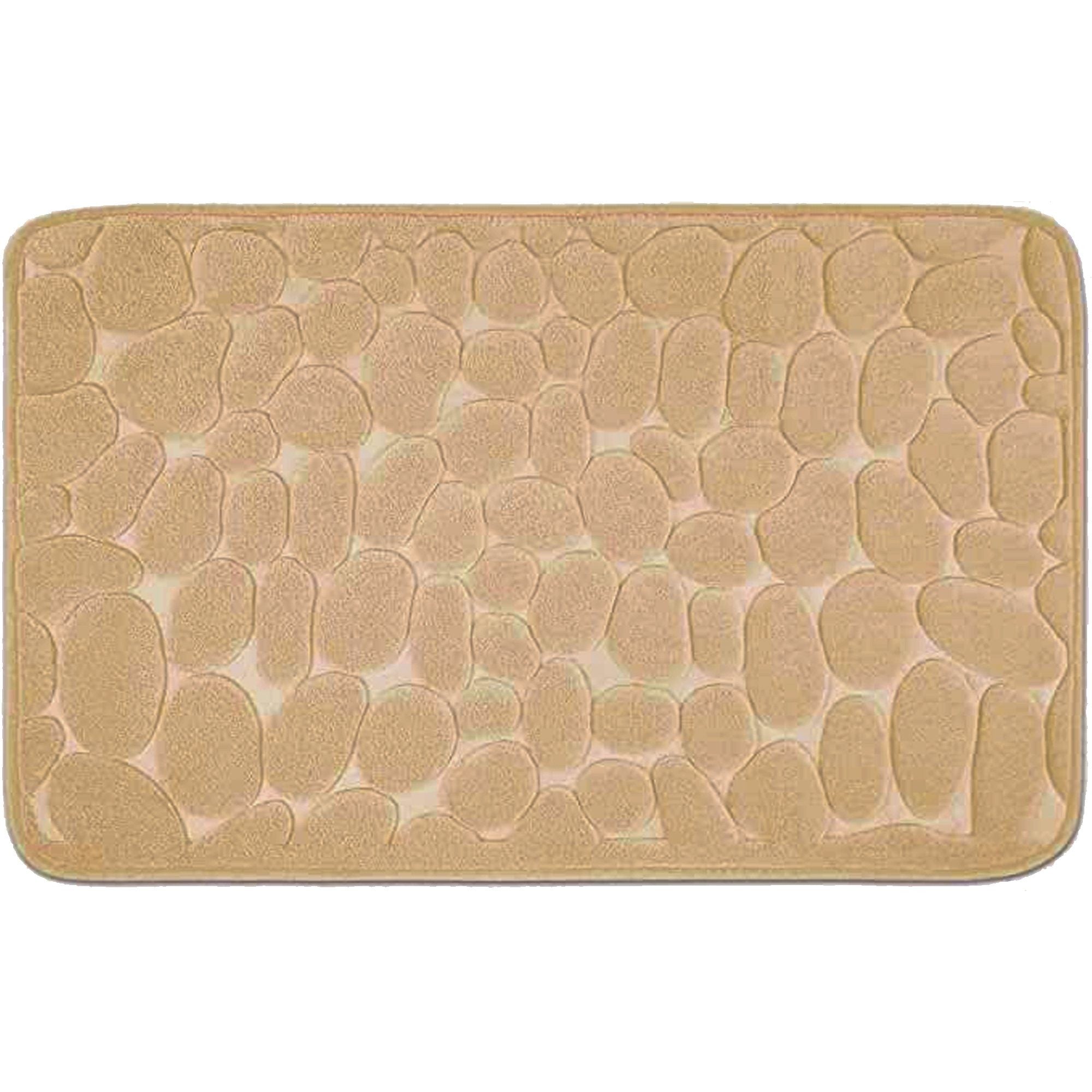 Covoras pentru Baie Antiderapant, Kadeny, Uscare Rapida, Model 3D Piatra, 40x60 cm, Bej