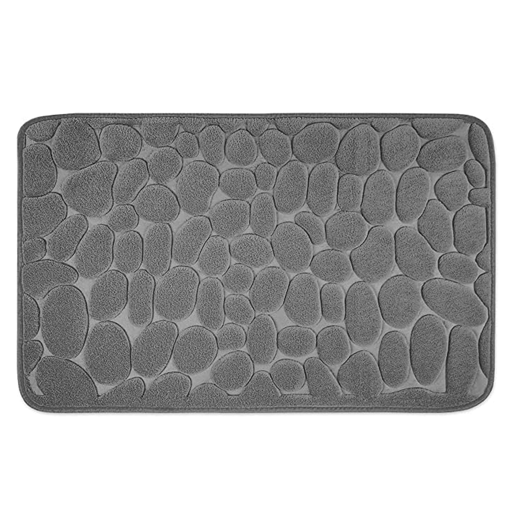 Covoras pentru Baie Antiderapant, Kadeny, Uscare Rapida, Model 3D Piatra, 40x60 cm, Gri