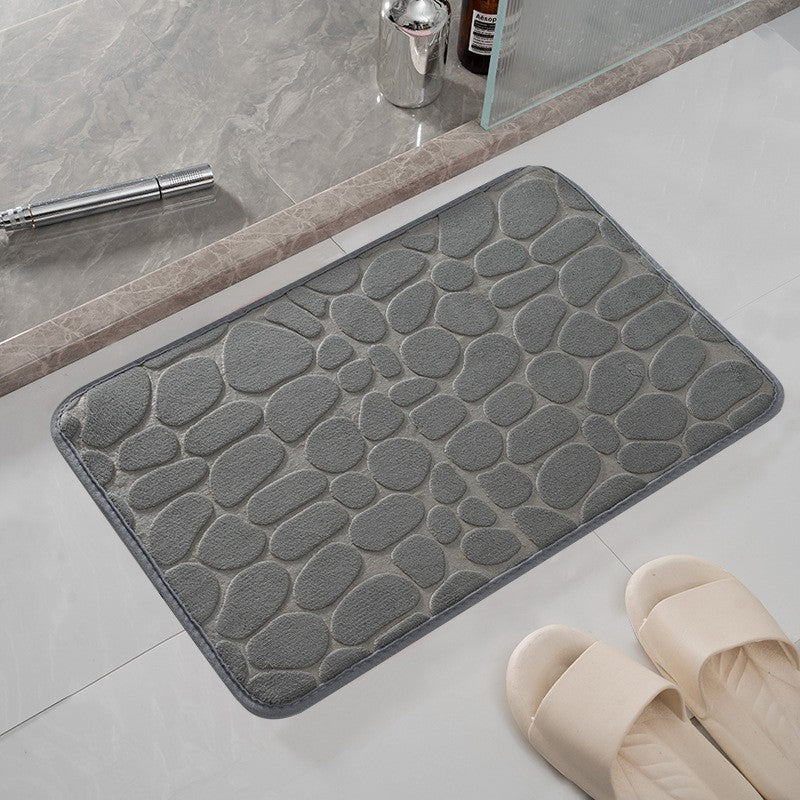 Covoras pentru Baie Antiderapant, Kadeny, Uscare Rapida, Model 3D Piatra, 40x60 cm, Gri