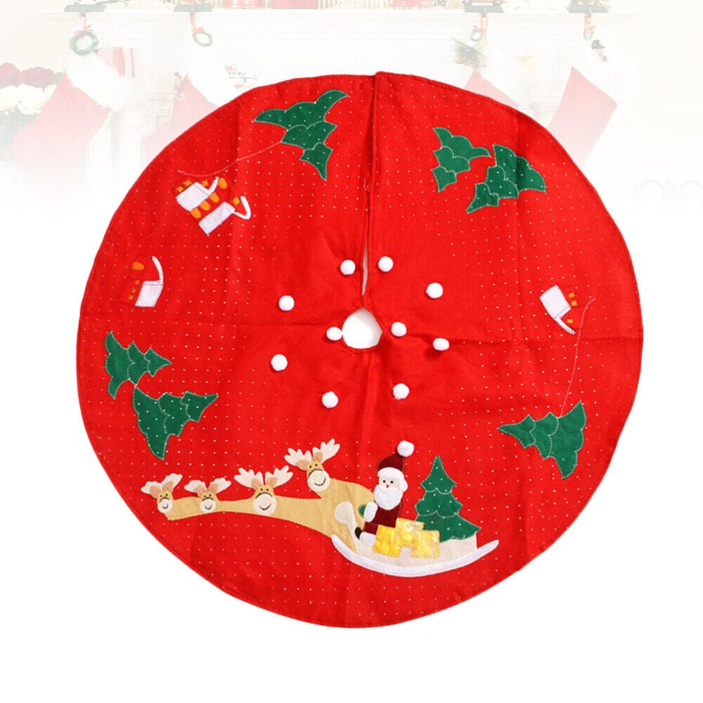 Covoras pentru bradul de Craciun Kadeny, lana, rosu/verde, 100 cm