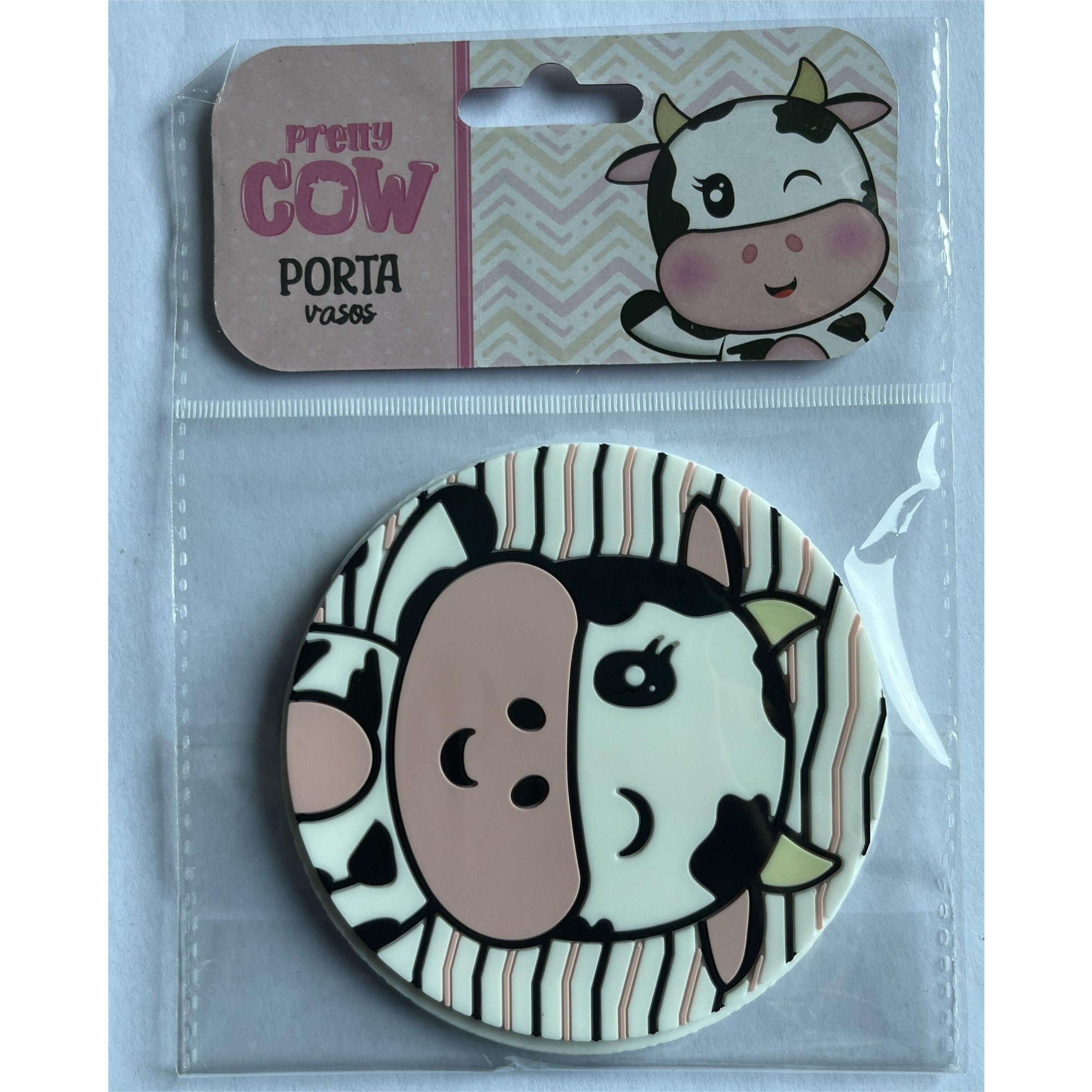 Suport pentru Pahar, Kadeny, Model Vacuta, din PVC, 10 cm, Rezistent la Caldura, Alb/Negru