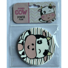 Suport pentru Pahar, Kadeny, Model Vacuta, din PVC, 10 cm, Rezistent la Caldura, Alb/Negru