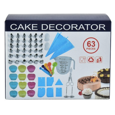 Set 63 Piese Ustensile pentru Ornare Prajituri, Kadeny, din Plastic si Otel Inoxidabil, Forme Briose, Multicolor