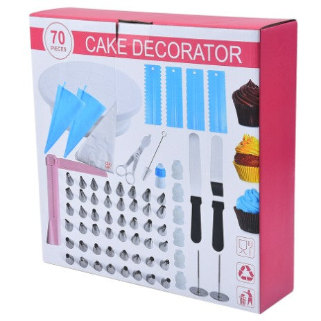 Set 70 Piese Ustensile pentru Ornare Prajituri, Kadeny, din Plastic si Otel Inoxidabil, Multicolor