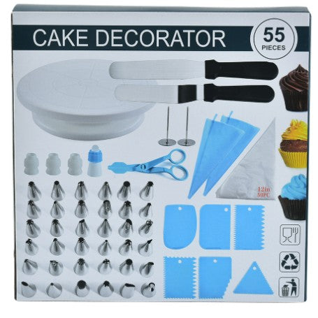 Set 55 Piese Ustensile pentru Ornare Prajituri, Kadeny, din Plastic si Otel Inoxidabil, Multicolor