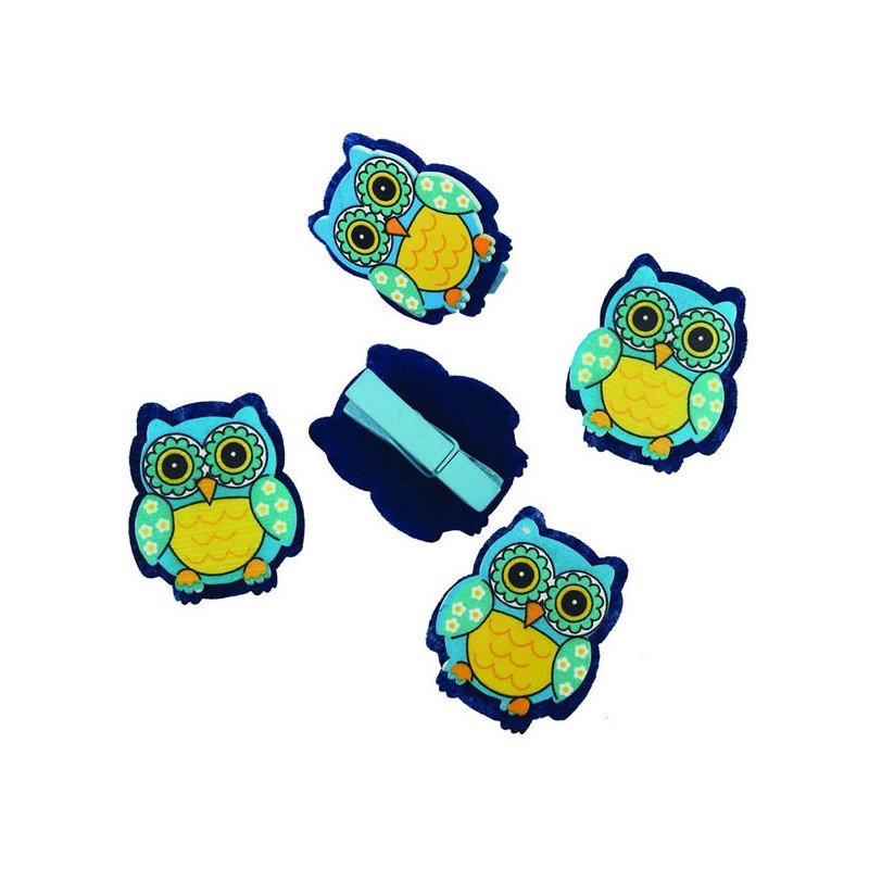 Accesorii creatie - lemn - carlig color bufnite, 3.5cm, set 6 buc, Colorarte