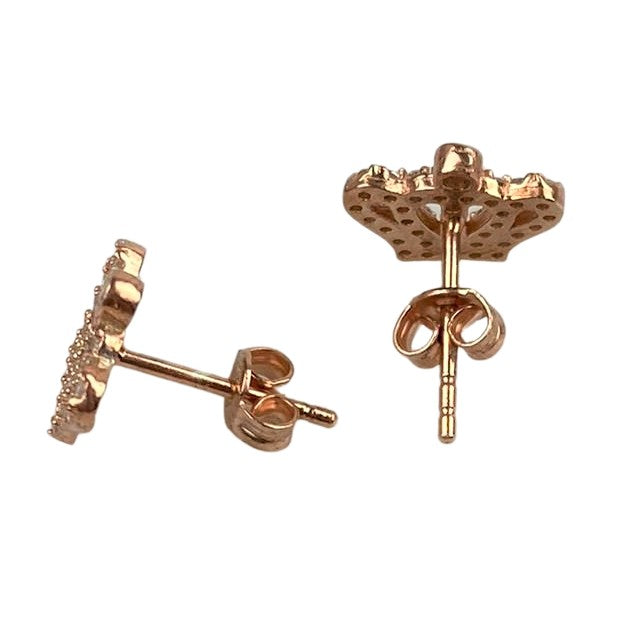 Cercei Argint 925 Coronite, Suflati cu Aur Roz