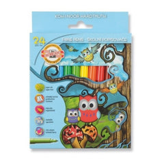 Creioane colorate Koh-i-noor Bufnite K1012-24, 24 culori, cutie PVC