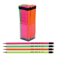 Creion grafit FATIH FANCY 17190, HB, cu guma, diverse culori neon