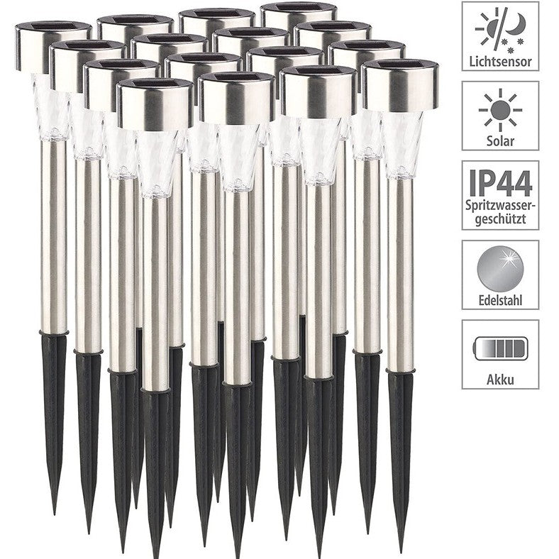 Lampa solara LED de exterior pentru gradina Kaveny, dispersor normal, 0.06W, Inox, 29 cm