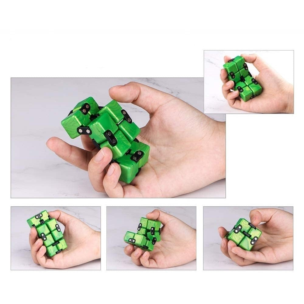 Cub antistres, Fidget Toy, Infinity Magic Cube, Verde, 4x4x4 cm