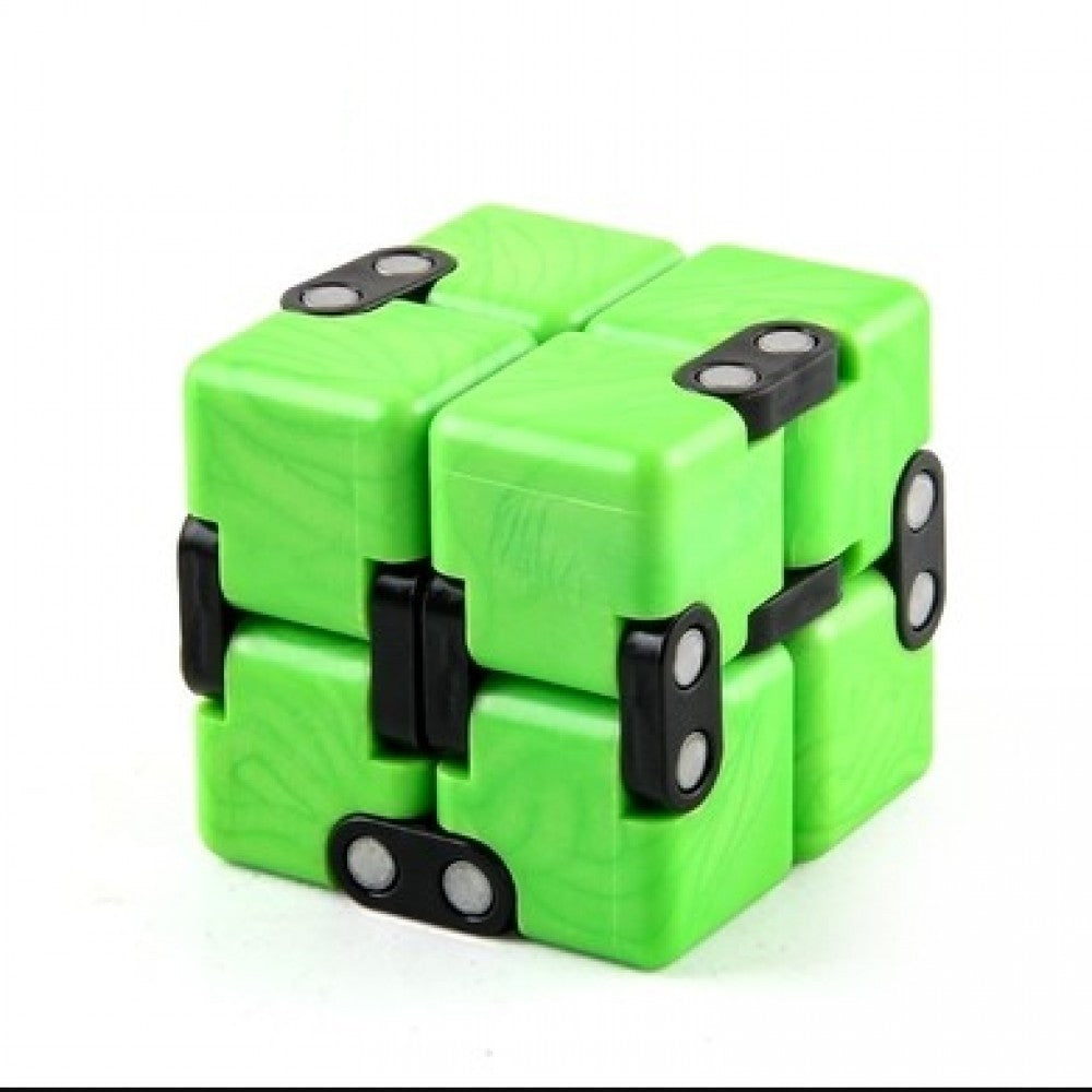 Cub antistres, Fidget Toy, Infinity Magic Cube, Verde, 4x4x4 cm
