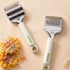 Dispozitiv de taiat Taietei, Kadeny, din Plastic cu Inox Razatoare, Curatator de Legume-Fructe, Maner Anti Alunecare, 22 x 6.5 cm Alb