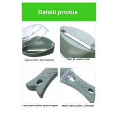 Curatator Manual Solzi de Peste, Kadeny, Forma Peste , Recipient cu Capcac pentru Solzi, Plastic, Verde deschis, 16x6 cm