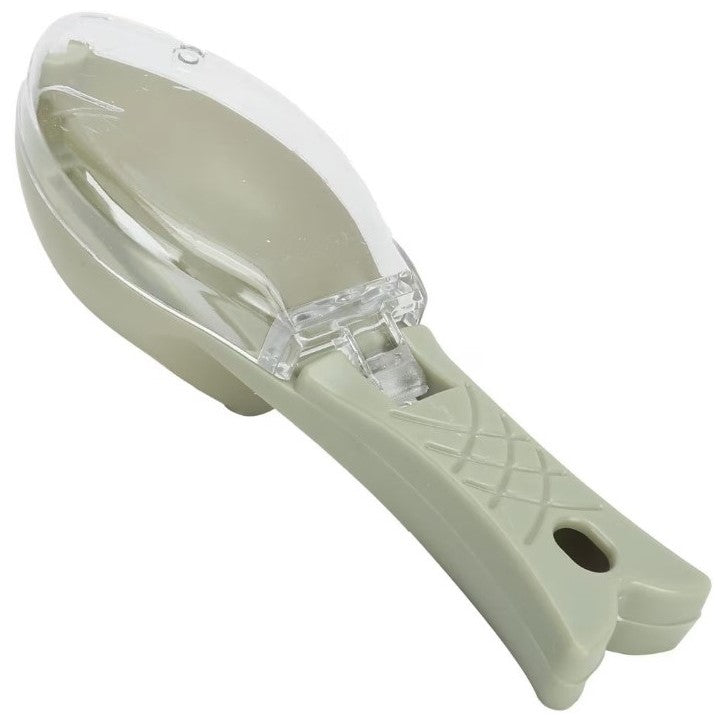 Curatator Manual Solzi de Peste, Kadeny, Forma Peste , Recipient cu Capcac pentru Solzi, Plastic, Verde deschis, 16x6 cm