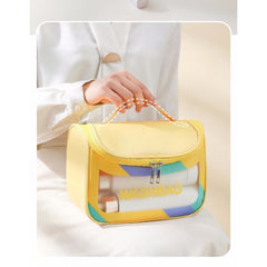 Geanta Cosmetice de Voiaj Kadeny, Impermeabila, Translucida Mata, 22 x 16 x 14 cm, Galben