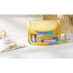 Geanta Cosmetice de Voiaj Kadeny, Impermeabila, Translucida Mata, 22 x 16 x 14 cm, Galben