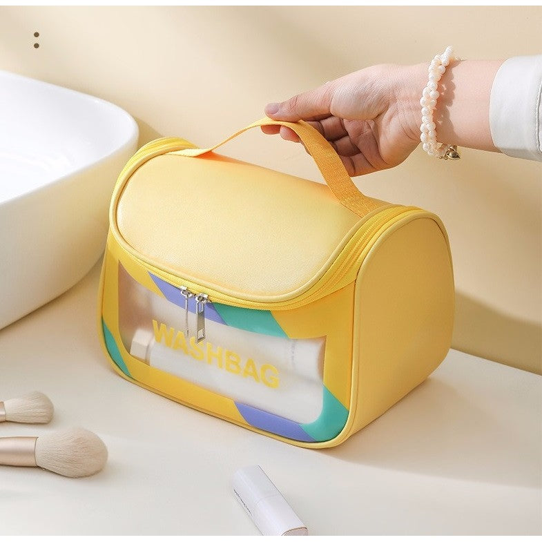 Geanta Cosmetice de Voiaj Kadeny, Impermeabila, Translucida Mata, 22 x 16 x 14 cm, Galben