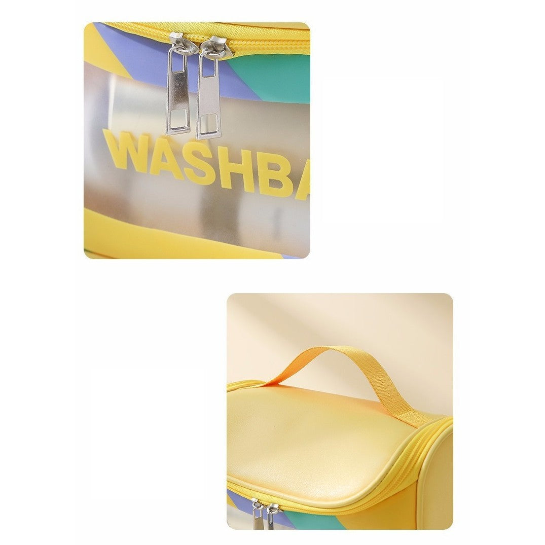 Geanta Cosmetice de Voiaj Kadeny, Impermeabila, Translucida Mata, 22 x 16 x 14 cm, Galben