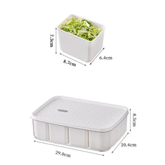 Cutie pentru Depozitare Alimente, Kadeny, 8 Compartimente cu Capac, Material PET+PP, 29 x 20 x 9 cm, Alb/Transparent