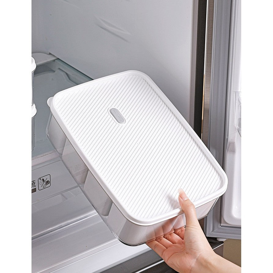 Cutie pentru Depozitare Alimente, Kadeny, 8 Compartimente cu Capac, Material PET+PP, 29 x 20 x 9 cm, Alb/Transparent