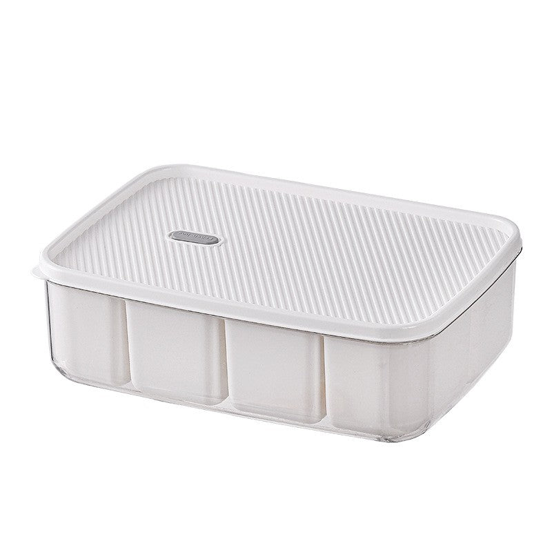 Cutie pentru Depozitare Alimente, Kadeny, 8 Compartimente cu Capac, Material PET+PP, 29 x 20 x 9 cm, Alb/Transparent