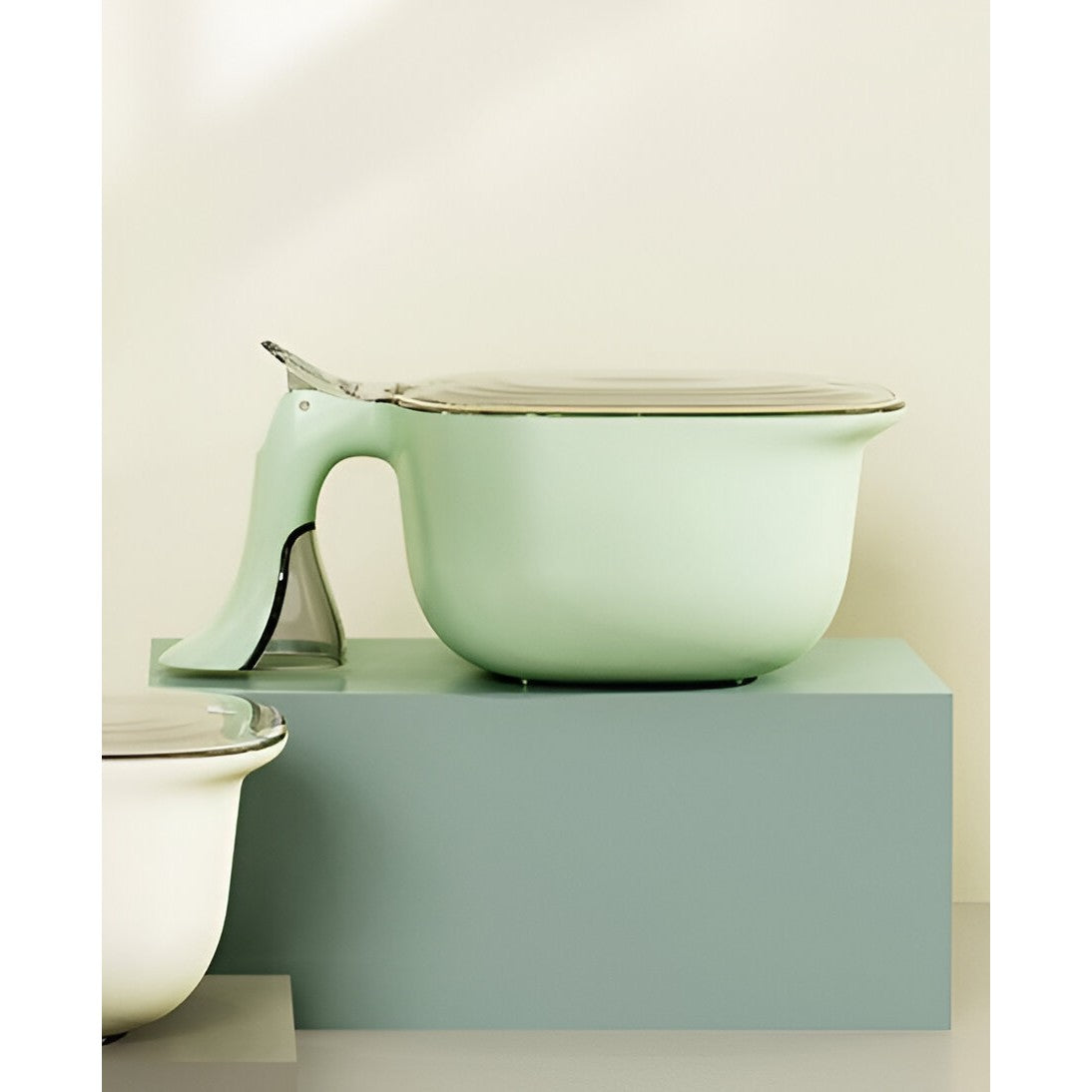 Cutie de Depozitare a Condimentelor, Kadeny, de Uz Casnic, cu Maner Stabil, cu Capac, 4 Compartimente Principale, 21 x 14 x 10 cm, Verde