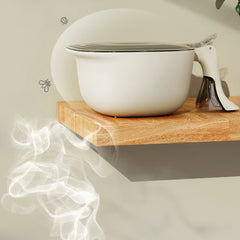 Cutie de Depozitare a Condimentelor, Kadeny, de Uz Casnic, cu Maner Stabil, cu Capac, 4 Compartimente Principale, 21 x 14 x 10 cm, Crem