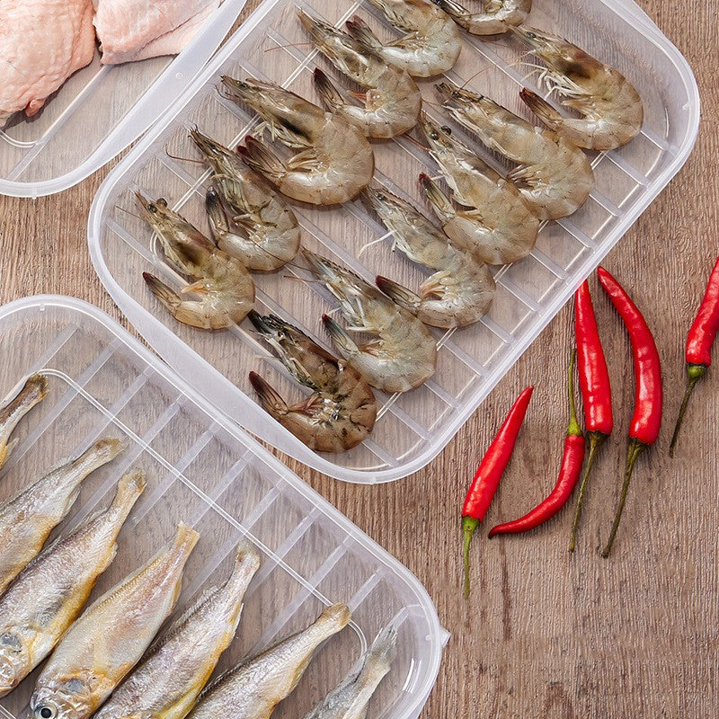 Cutie de depozitare de uz casnic, Kadeny, Caserola pentru Frigider, Rezistenta la umiditate, Rezervor Sigilat pentru Depozitare Alimentara, 24.5 x 18.5 x 3.5cm, Alb Transparent